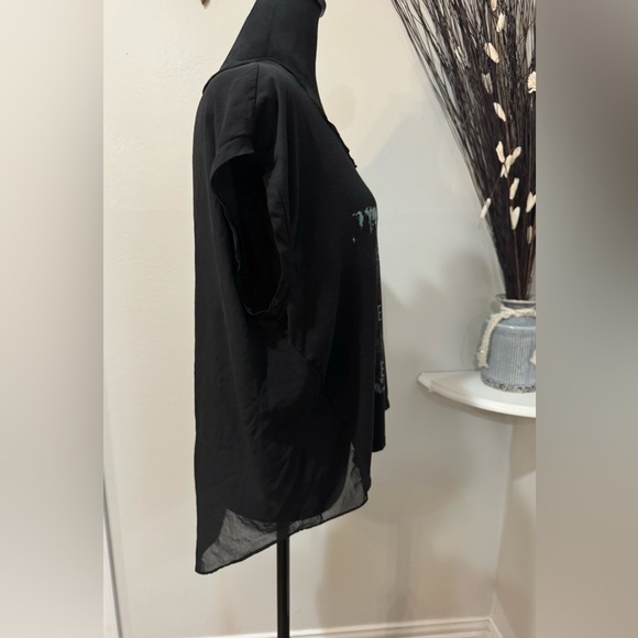 Velvet Thorn Sheer boho grunge style Black Graphic Top size Large - Picture 7 of 11